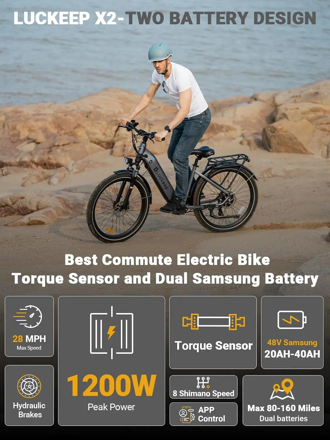 Luckeep X2 Electric Bike for Adults with battery visible