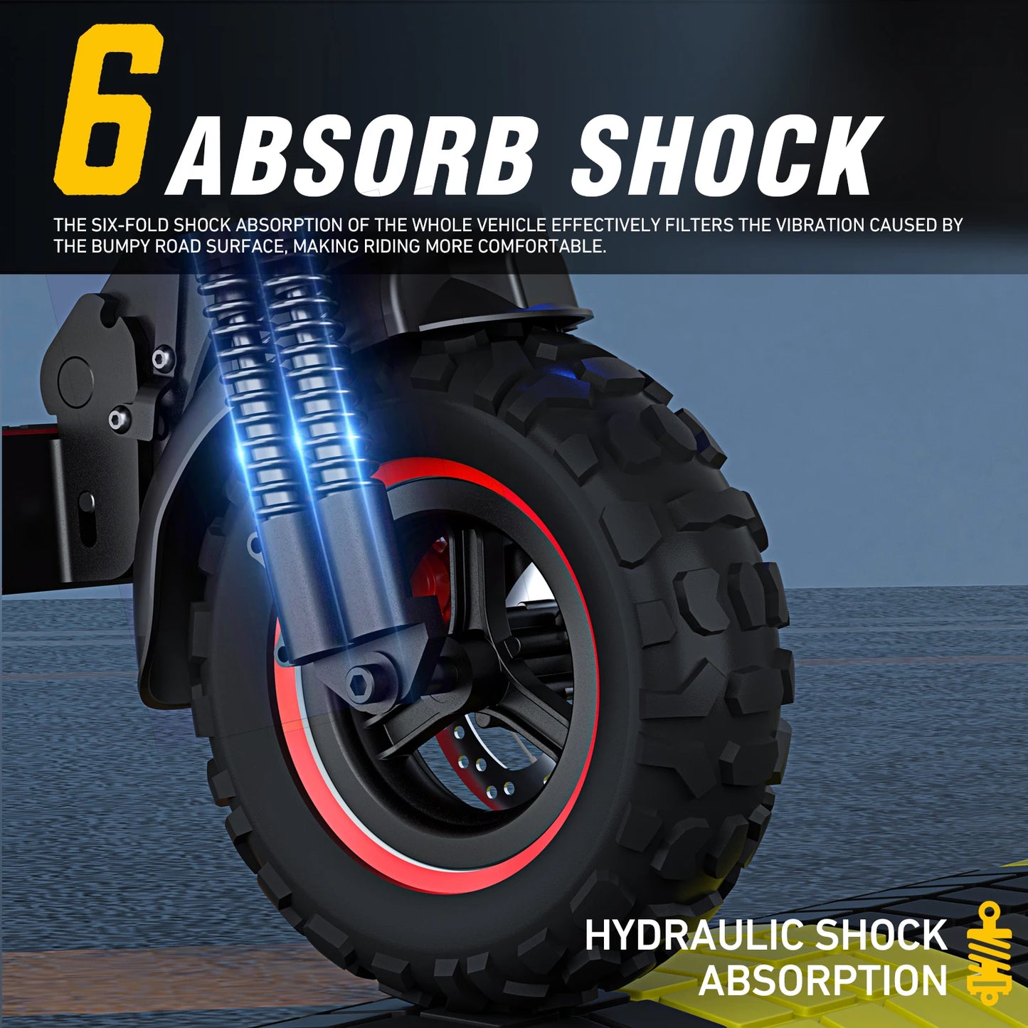 Close-up of wheels on 1200W Off-road Electric Scooter with Seat