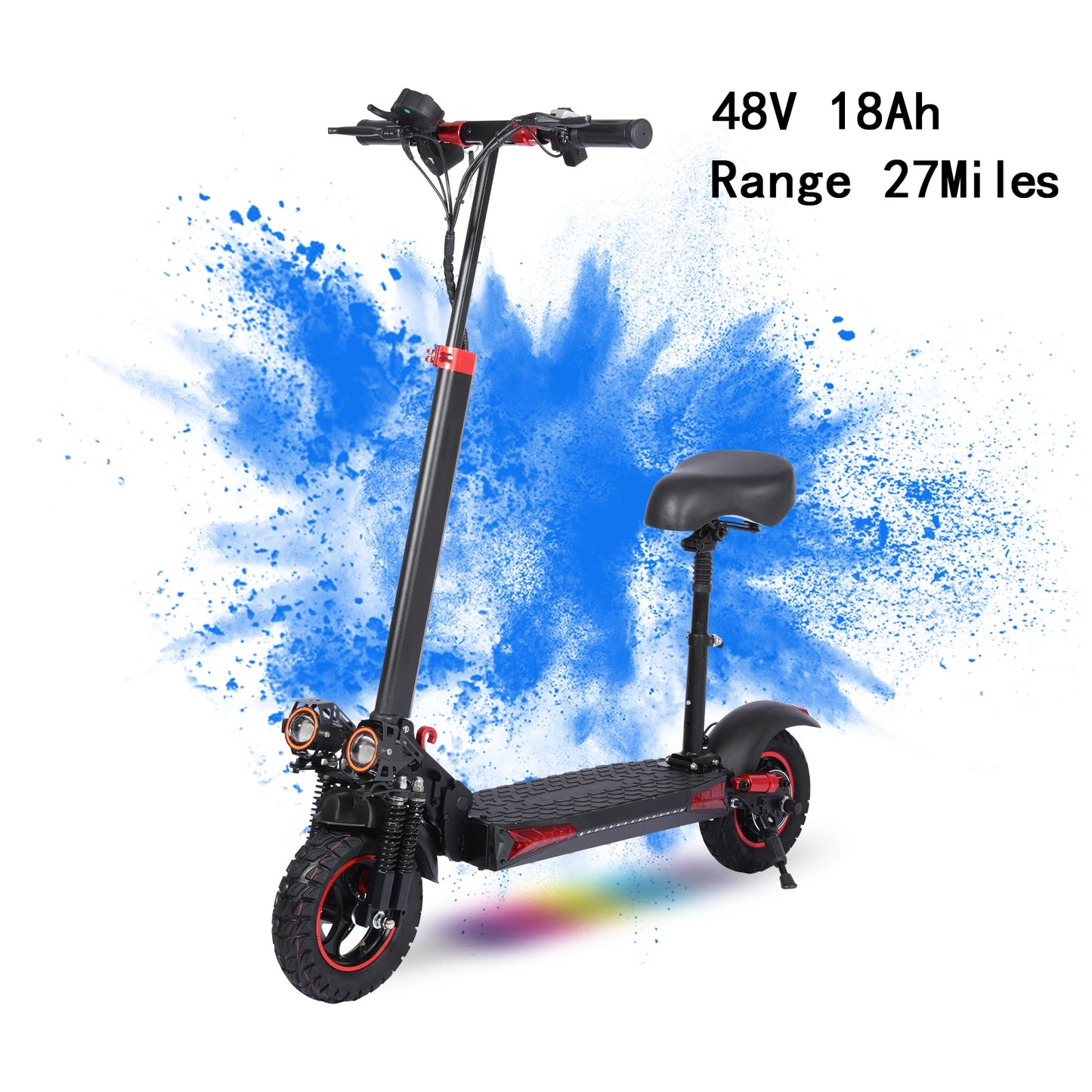 Rear view of 1200W Off-road Electric Scooter with Seat