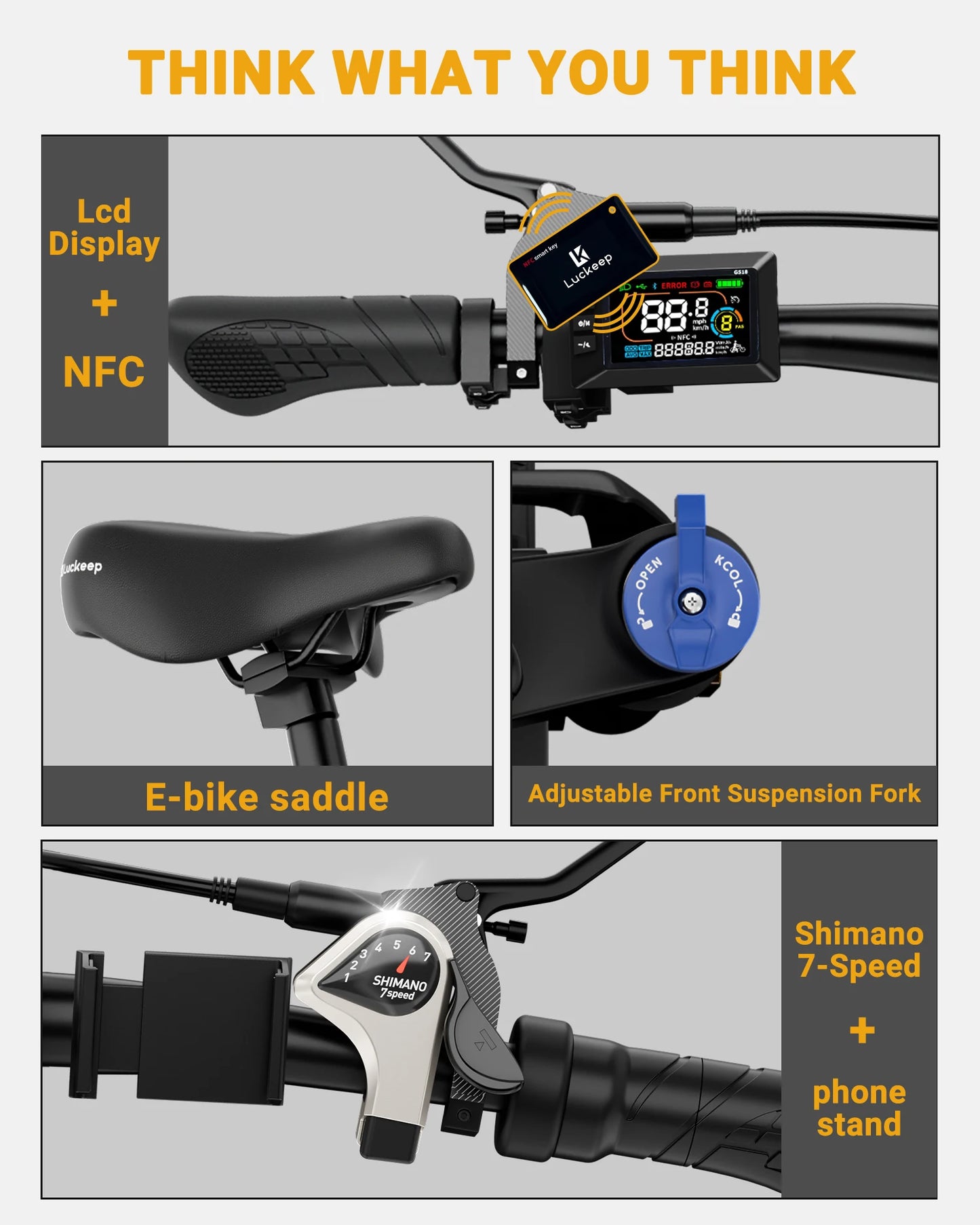Luckep X1 Lite Folding Electric Bike for Adults 1500W Peak Black