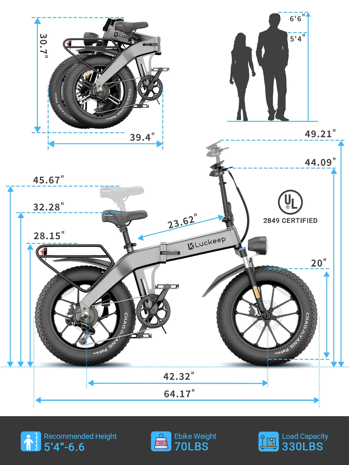 Folded Luckeep X1 Electric Bike for Adults for storage