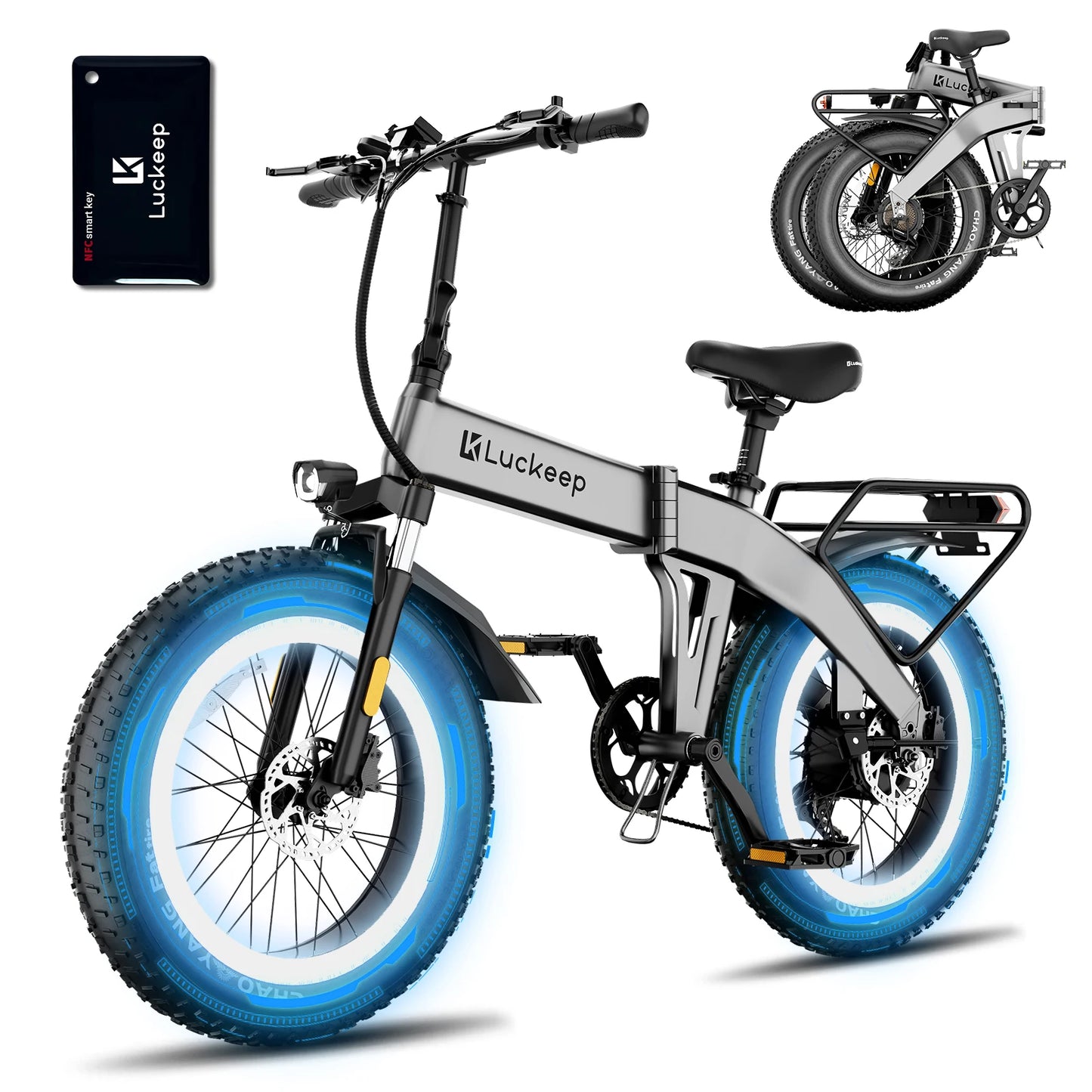 Luckeep X1 Lite Folding Electric Bike for adults gray front view