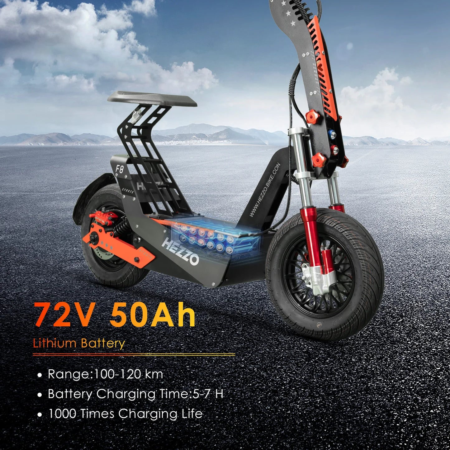 Folded HEZZO F8 Electric Scooter for compact storage