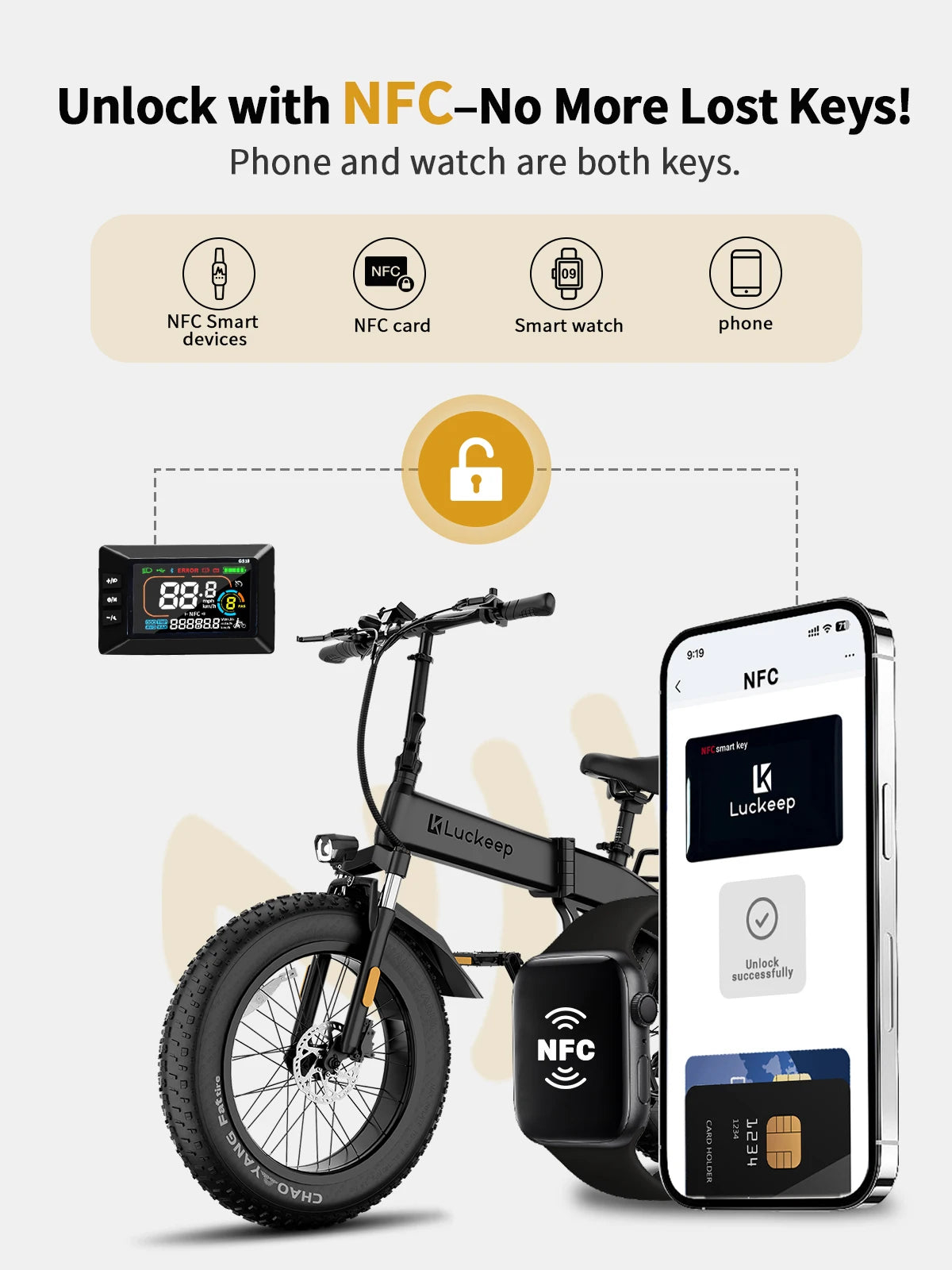 Luckep X1 Lite Folding Electric Bike for Adults 1500W Peak Black