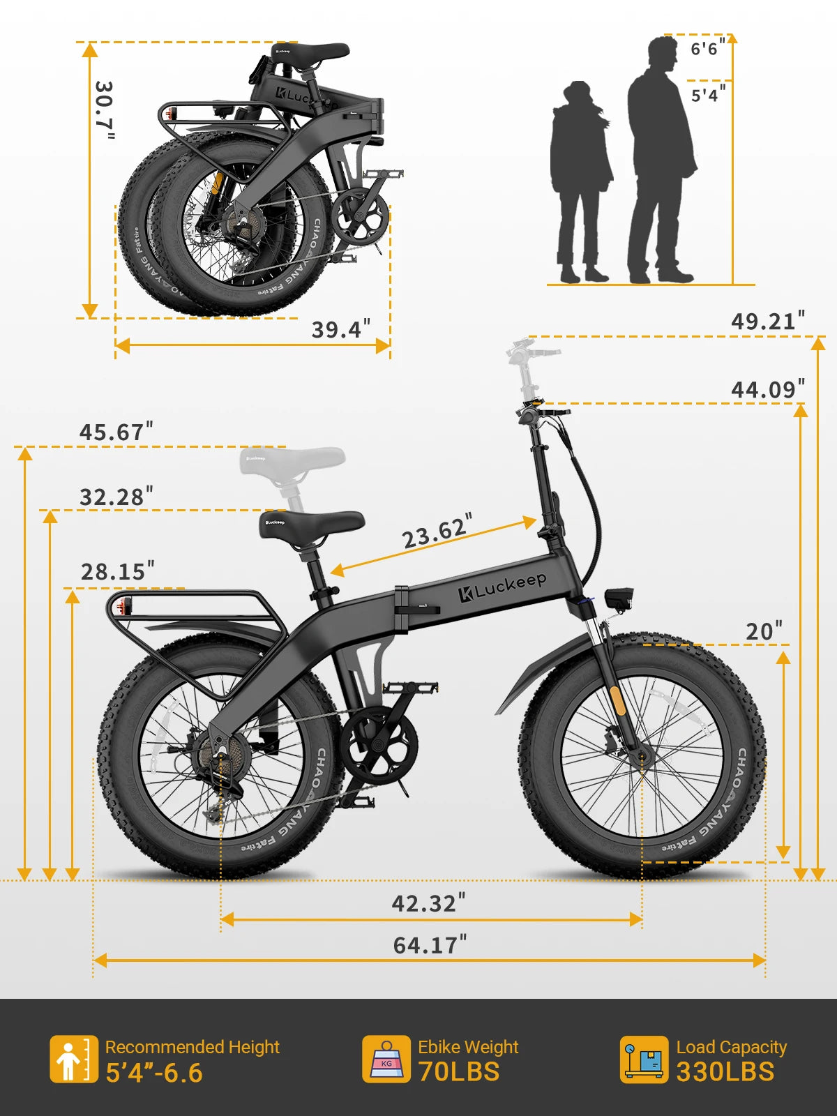 Luckep X1 Lite Folding Electric Bike for Adults 1500W Peak Black