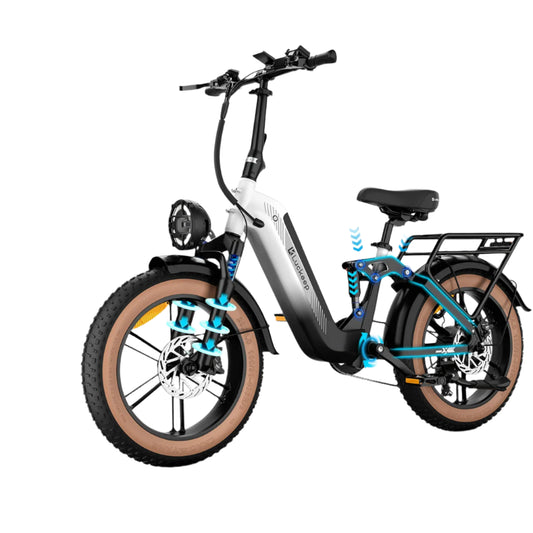 Luckeep X3 Electric Bike for Adults with 1400W peak motor, fat tires, dual suspension, and step-thru frame for smooth all-terrain rides.