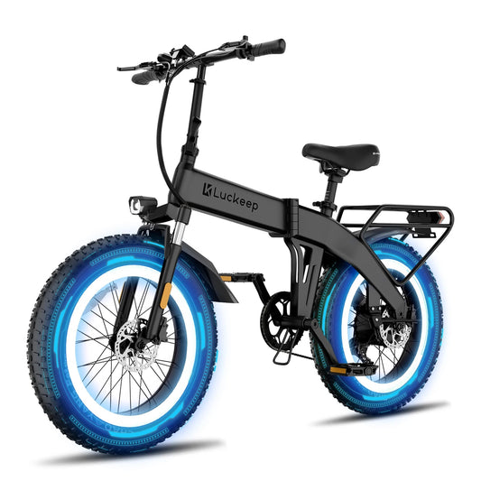 Charging port on black Luckeep X1 Lite Folding Electric Bike