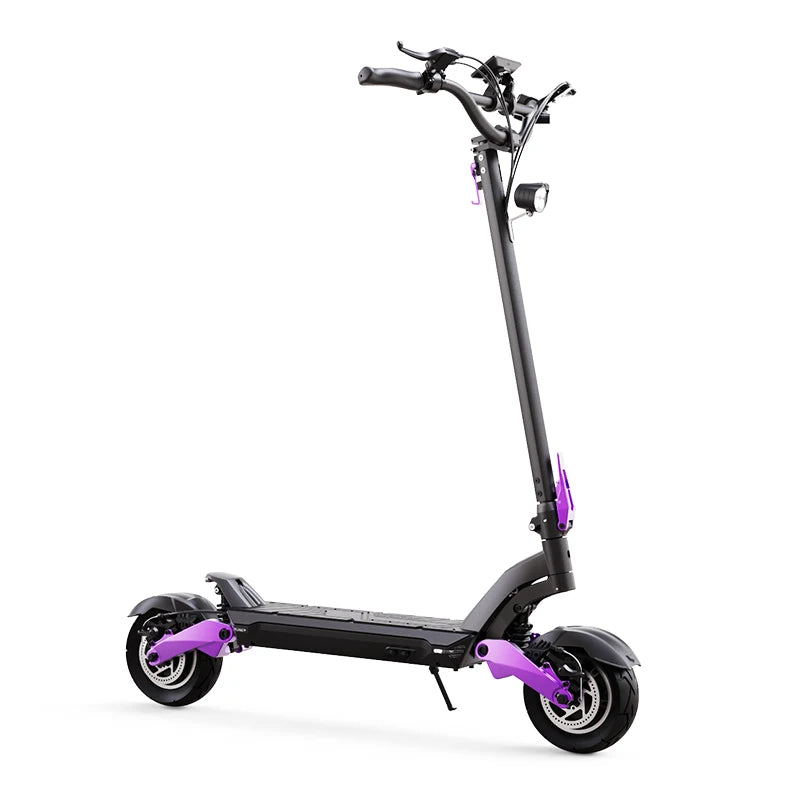 OKUELY New M9 Electric Scooter with powerful 1600W motor, featuring dual suspension and purple accents for high-speed urban commuting.