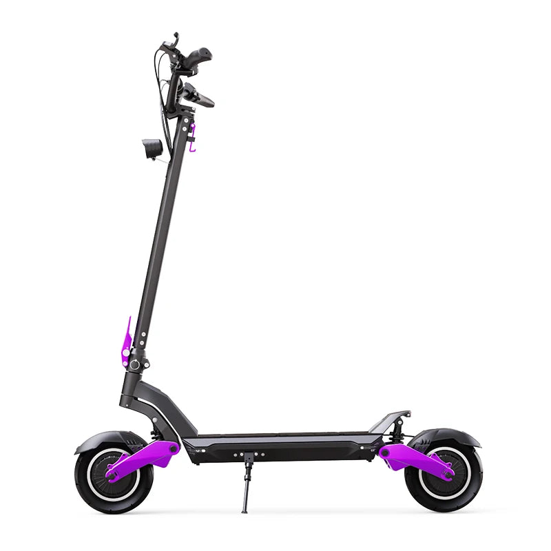 OKUELY New M9 Electric Scooter with powerful 1600W motor, featuring a sleek black frame and vibrant purple accents for adult urban commuting.