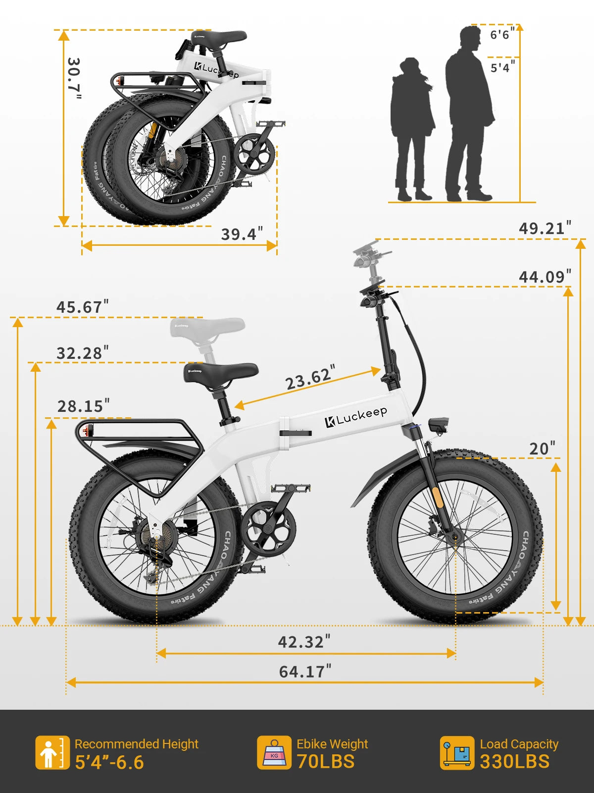 Folded white Luckeep X1 Lite Electric Bike for easy storage