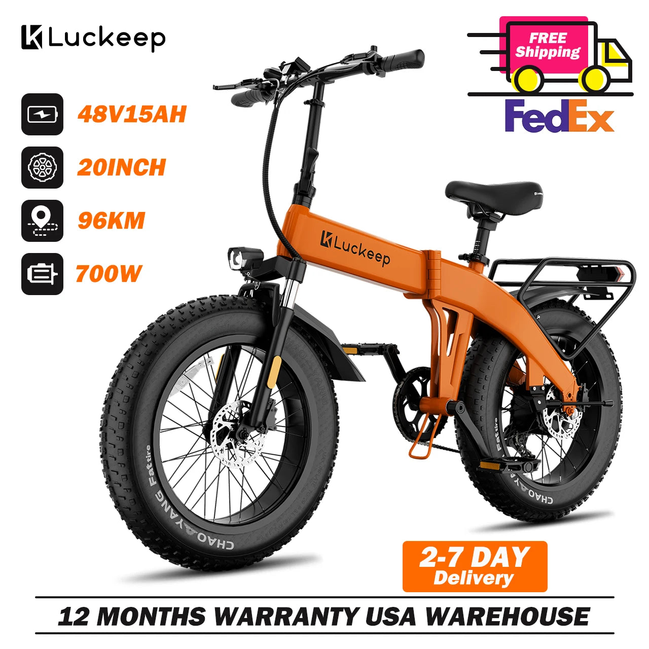 Off-road ride with orange Luckeep X1 Lite Folding Electric Bike